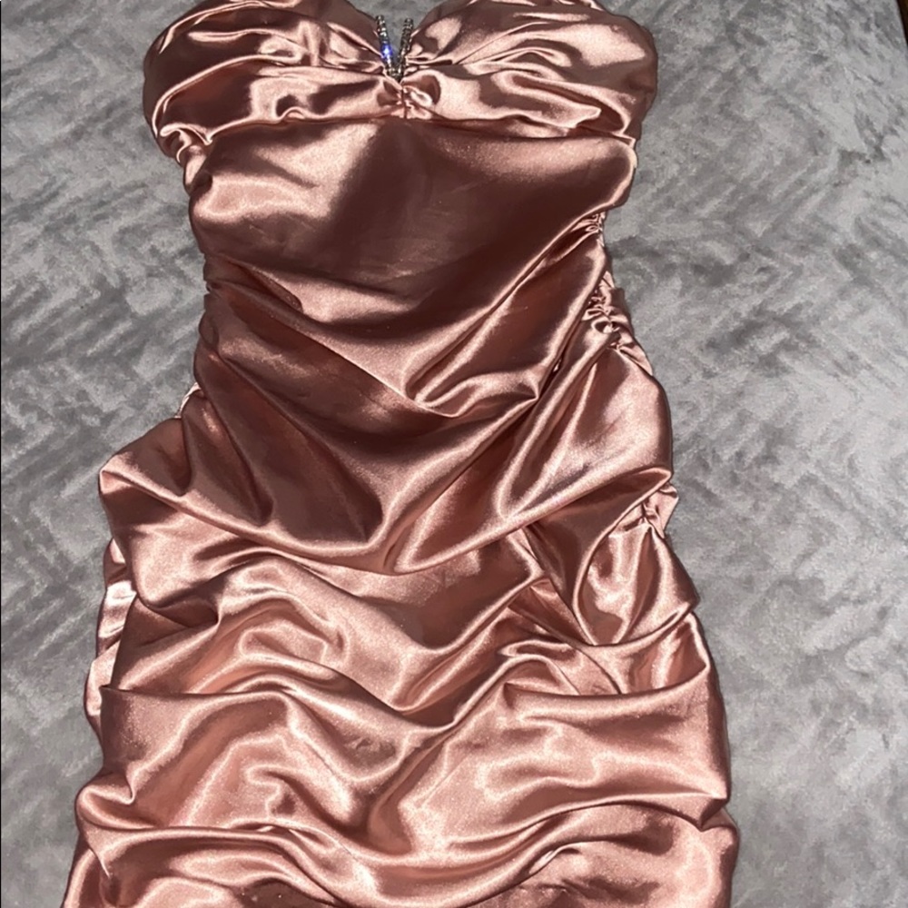 Pink silk Arden B Strapless dress!